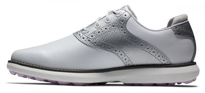 FootJoy Traditions Spikeless, White, Silver