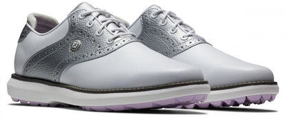 FootJoy Traditions Spikeless, White, Silver