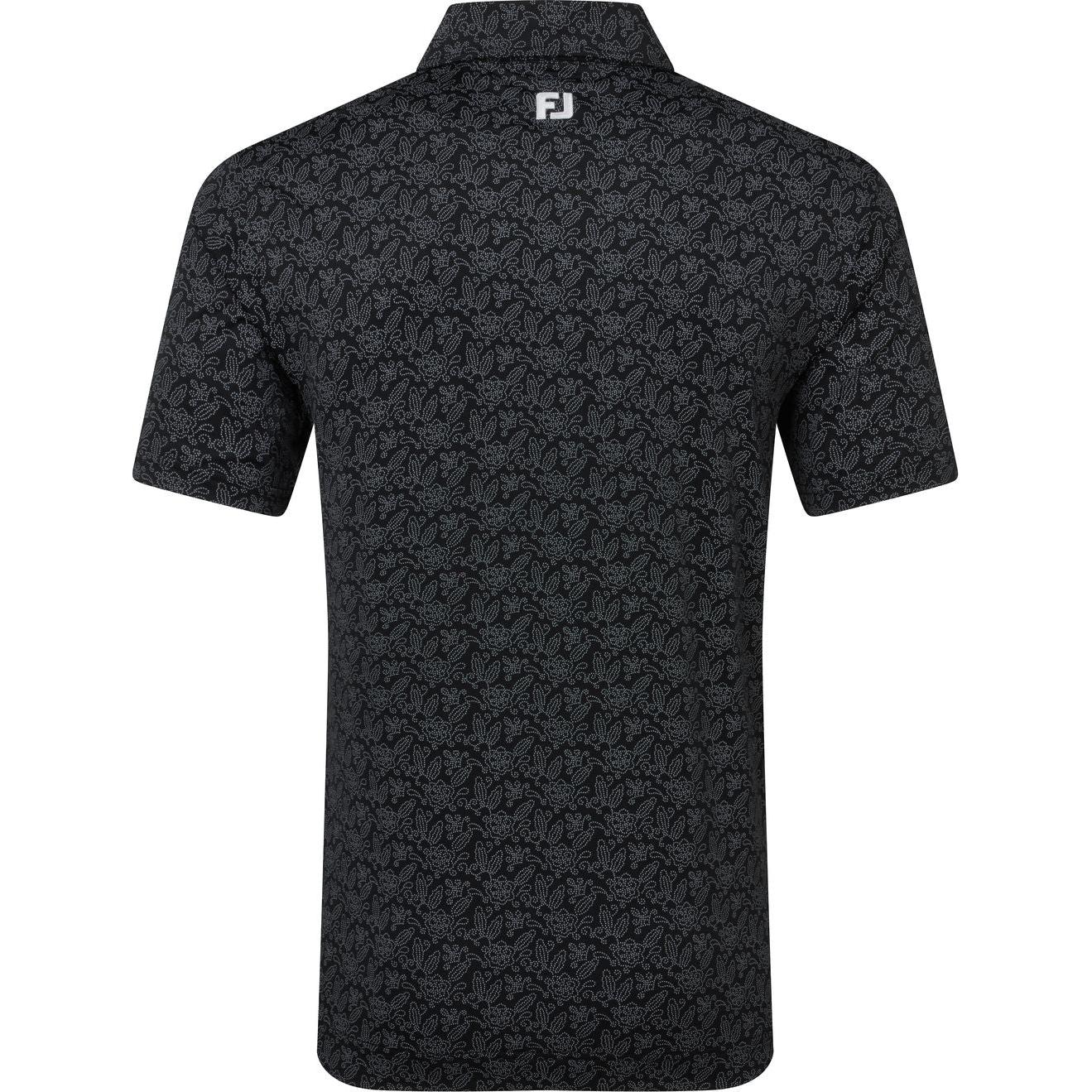 FootJoy Wingtip Floral Lisle, Black, pánské golfové tričko