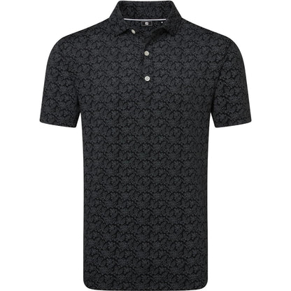 FootJoy Wingtip Floral Lisle, Black, pánské golfové tričko