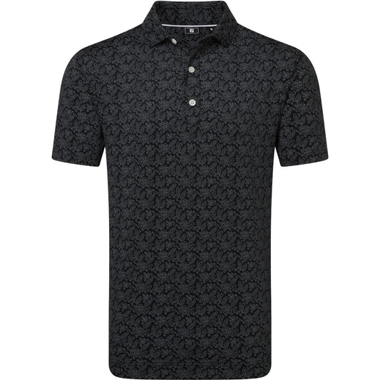 FootJoy Wingtip Floral Lisle, Black, pánské golfové tričko