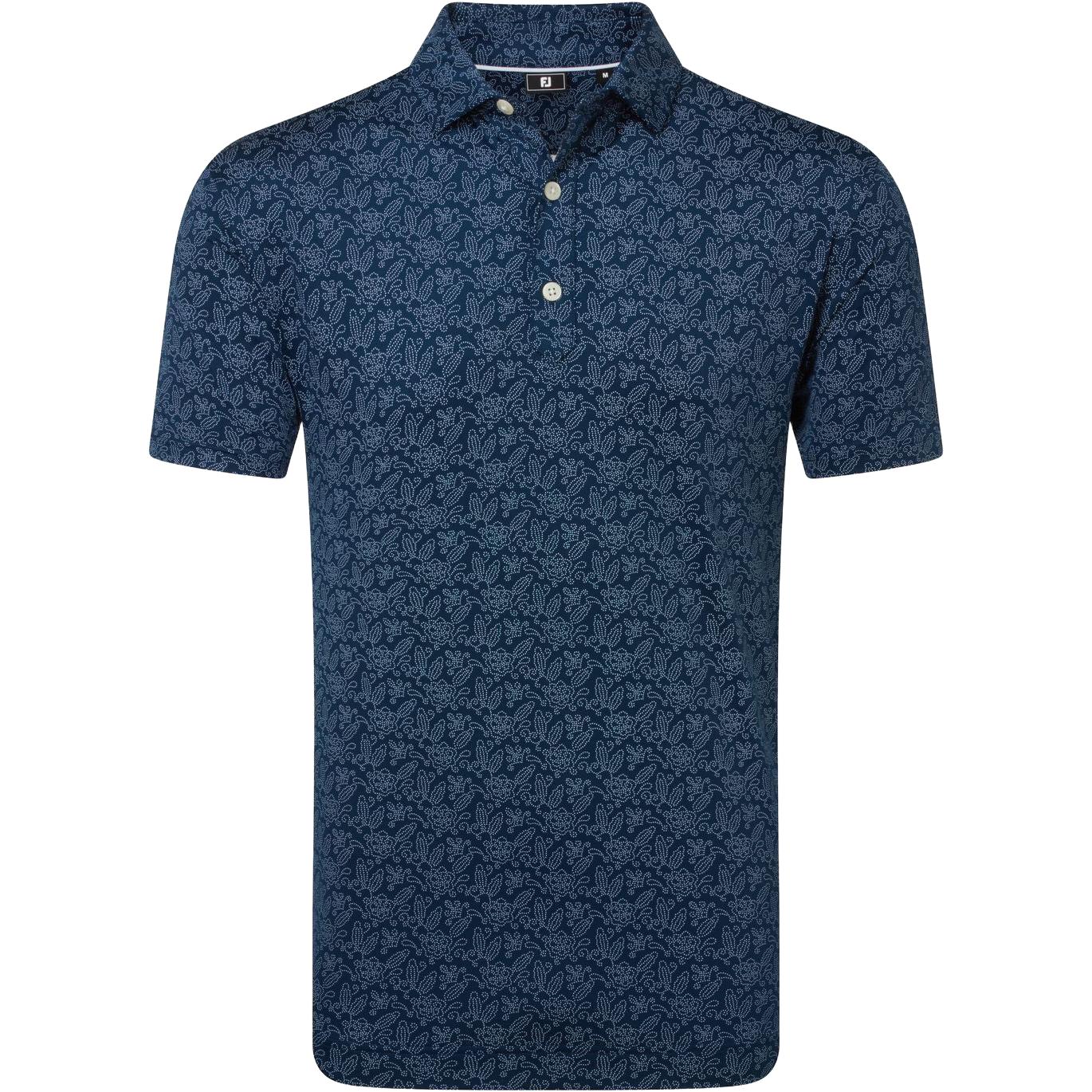 FootJoy Wingtip Floral Lisle, Navy, pánské golfové tričko