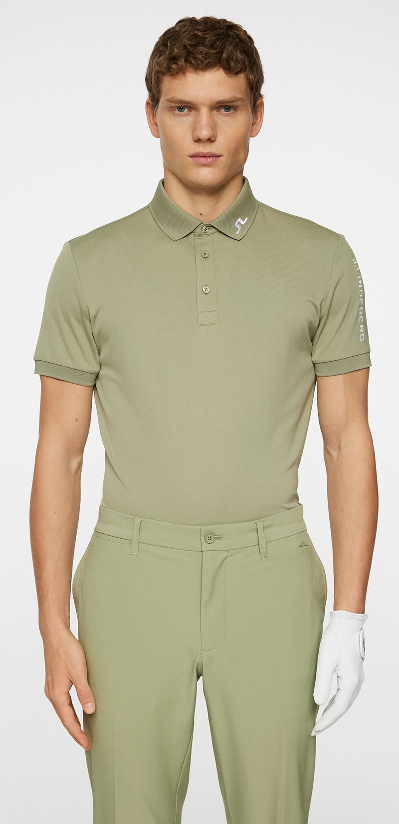 J.Lindeberg Tour Tech Slim Fit Polo, Oil Green, pánské golfové tričko