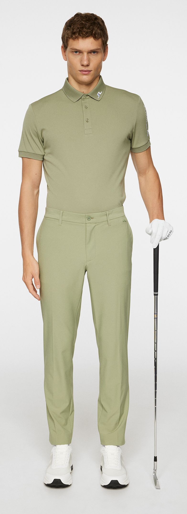 J.Lindeberg Tour Tech Slim Fit Polo, Oil Green, pánské golfové tričko