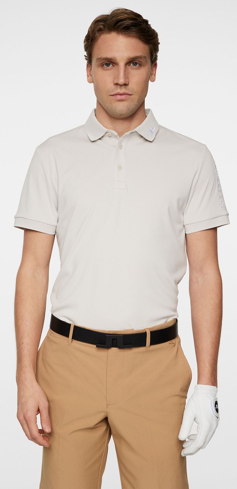 J.Lindeberg Tour Tech Slim Fit Polo, Moonbeam, L, pánské golfové tričko