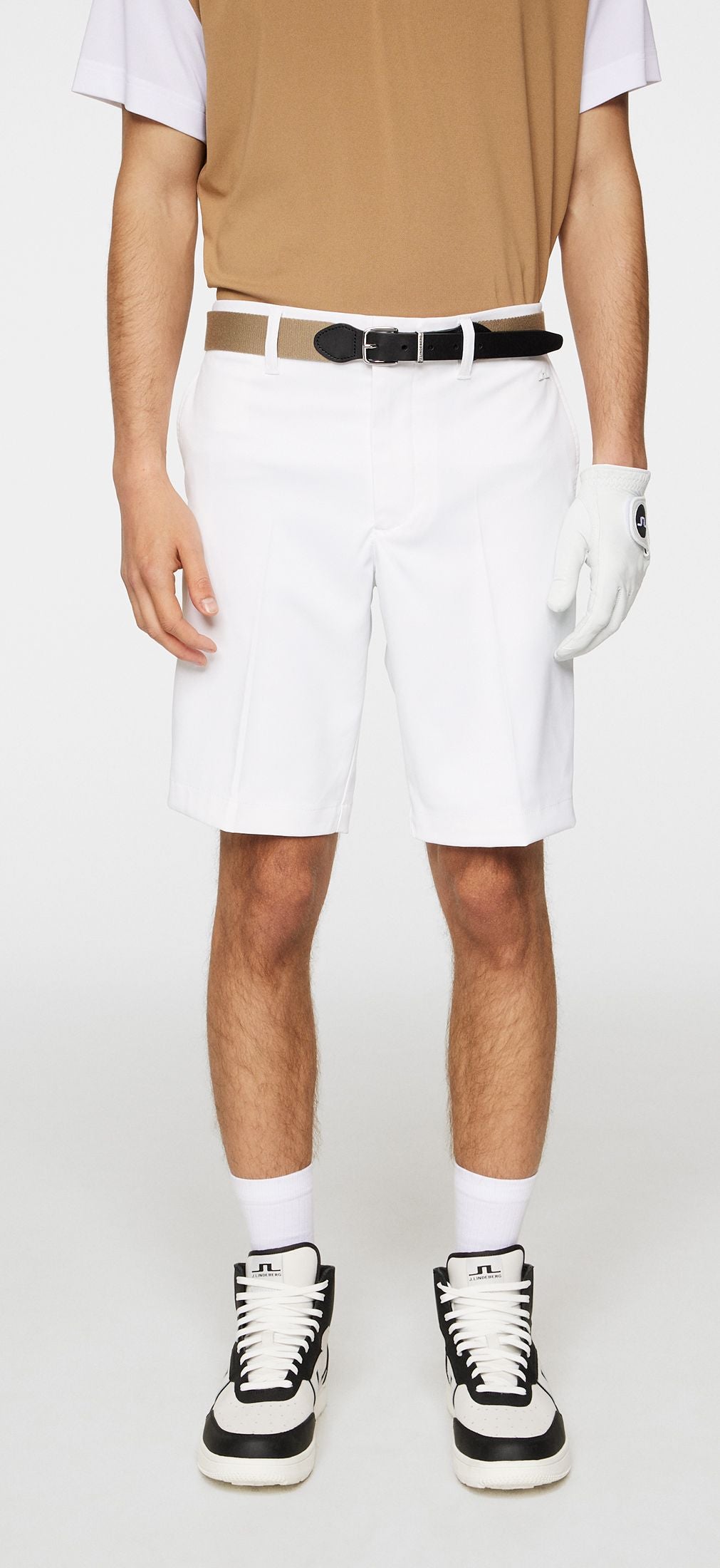 J.Lindeberg Eloy shorts, White, pánské golfové kraťasy