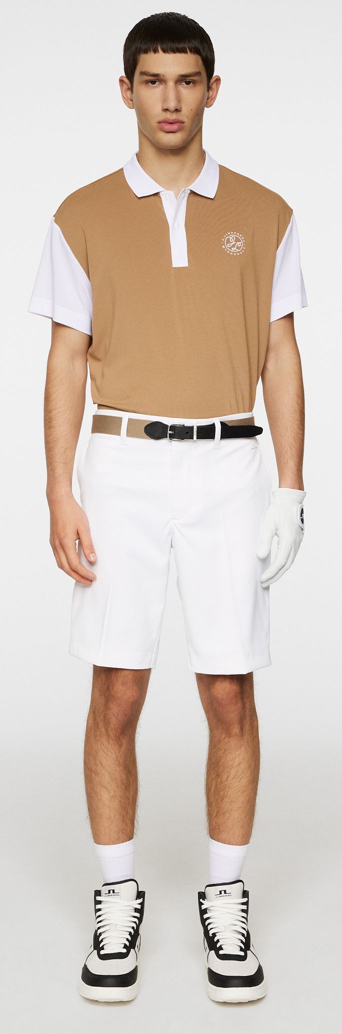 J.Lindeberg Eloy shorts, White, pánské golfové kraťasy