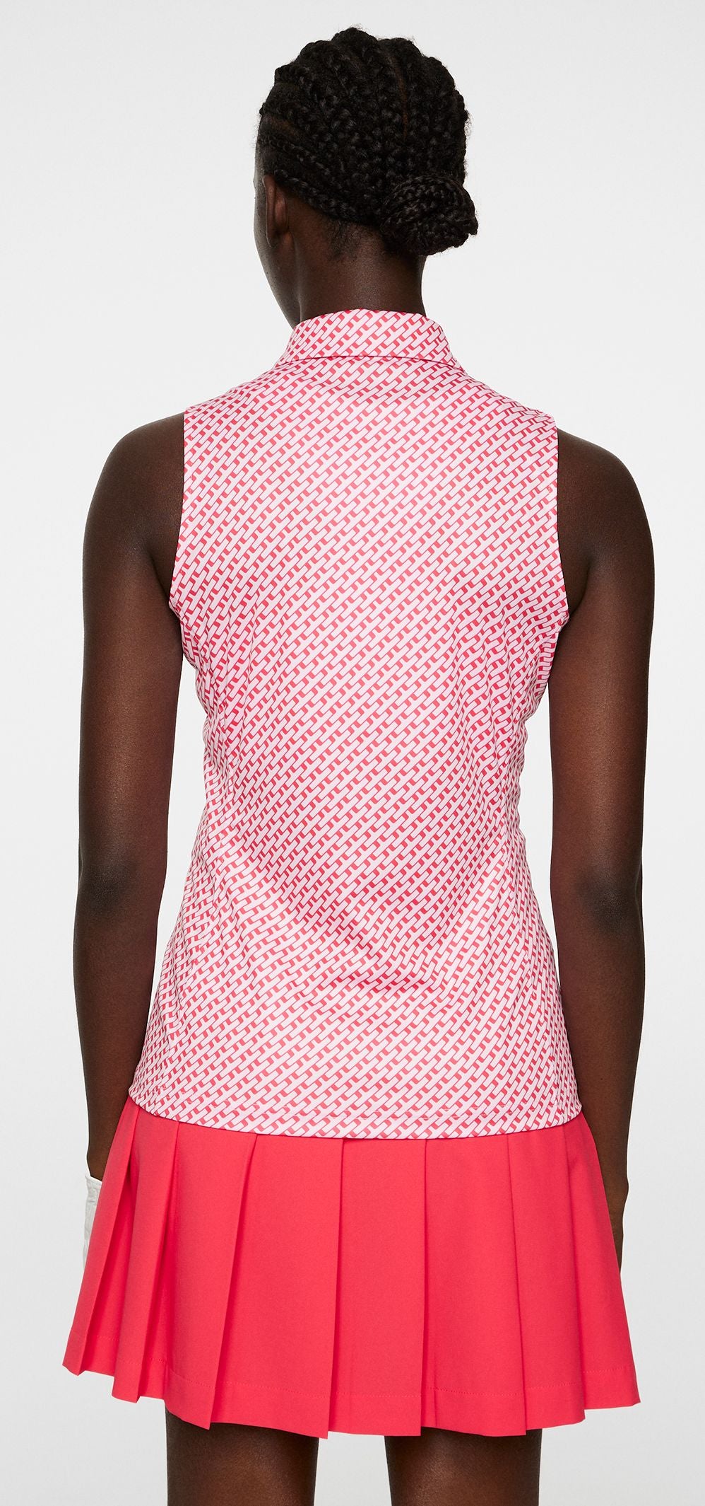 J.Lindeberg Dena Print Sleeveless Top, Tour Geo Pink, dámské golfové tričko