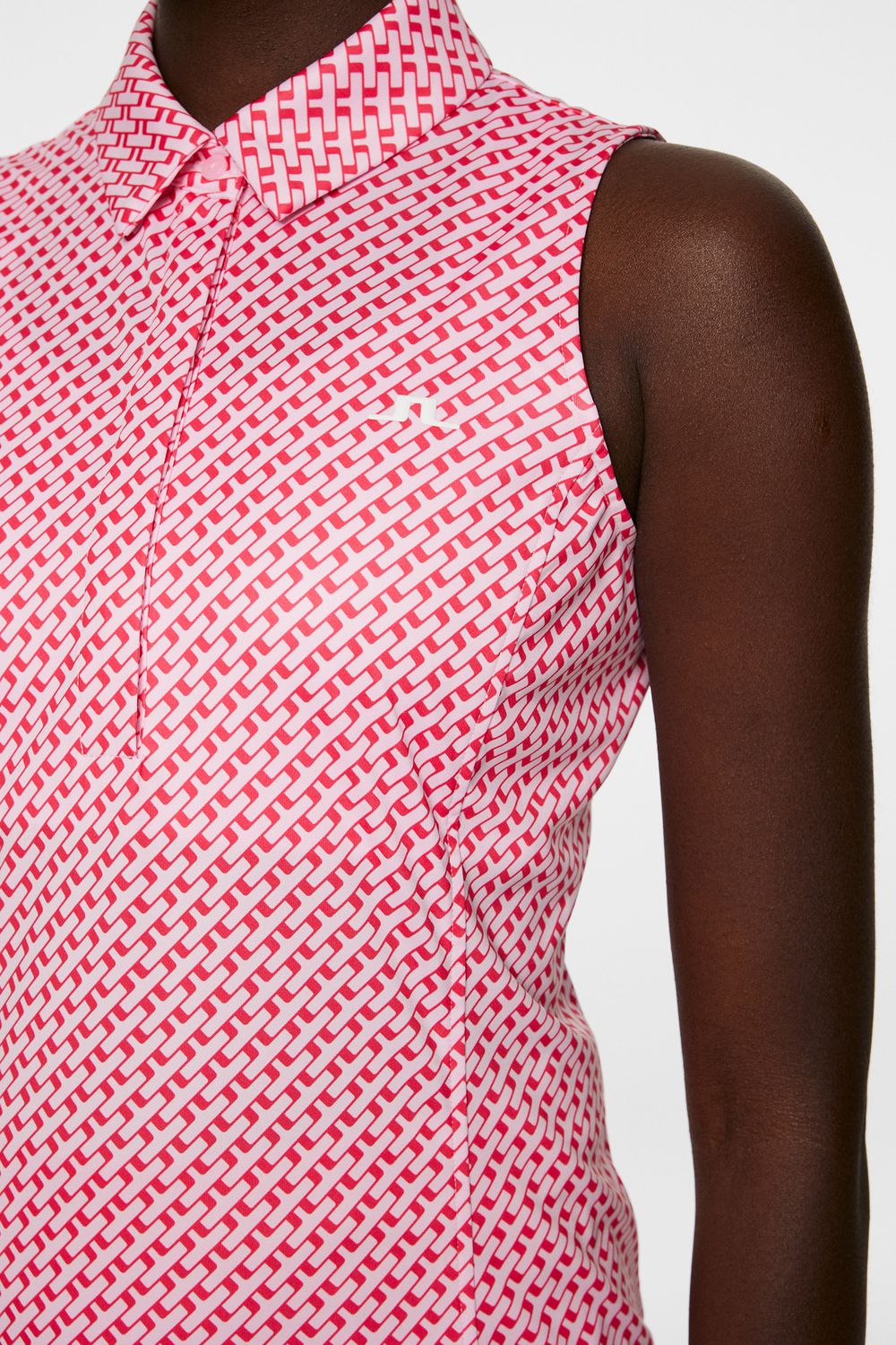J.Lindeberg Dena Print Sleeveless Top, Tour Geo Pink, dámské golfové tričko