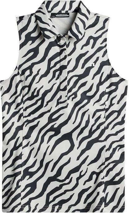 J.Lindeberg Dena Print Sleeveless Top, Tour Tiger Moon Beam, dámské golfové tričko