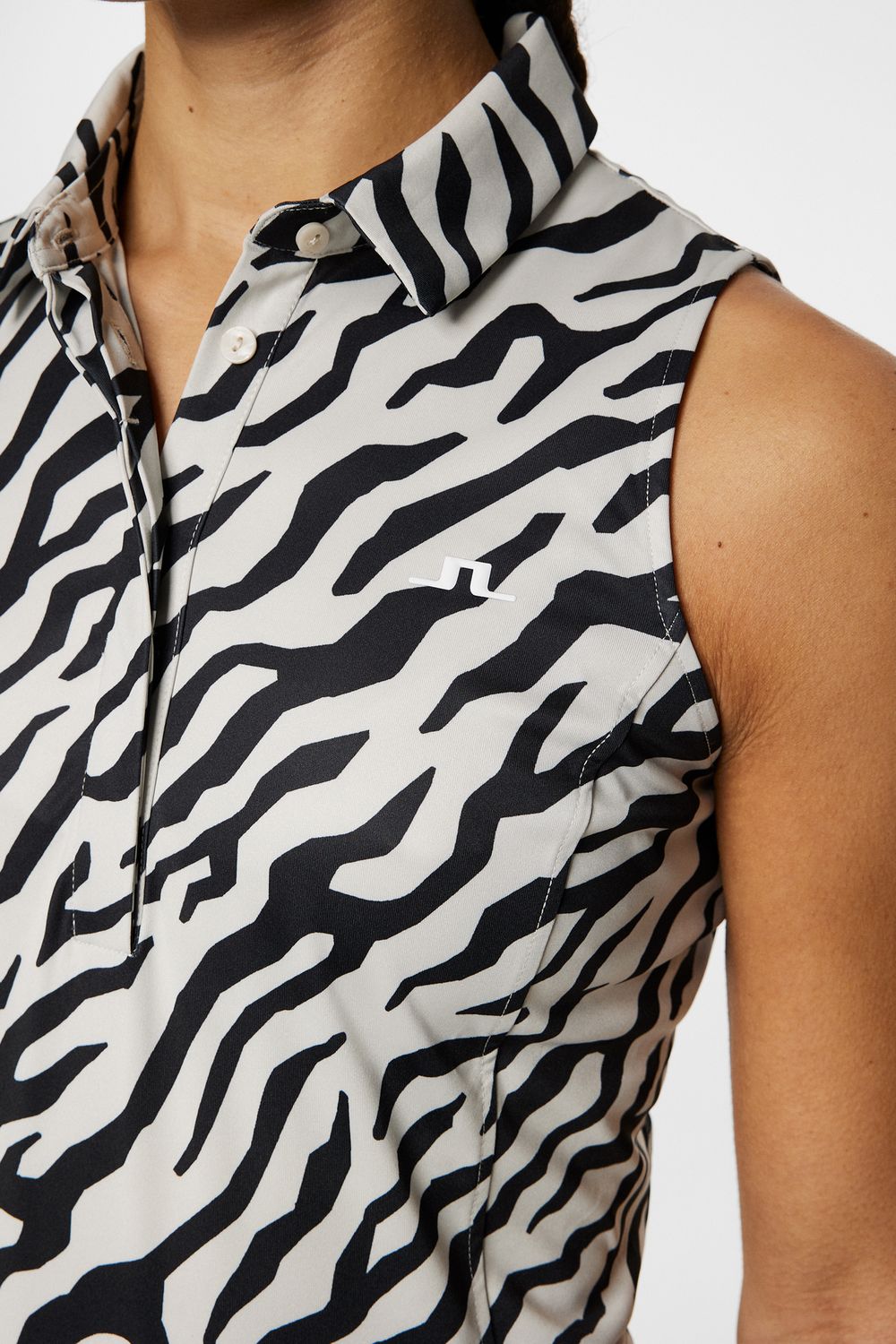 J.Lindeberg Dena Print Sleeveless Top, Tour Tiger Moon Beam, dámské golfové tričko