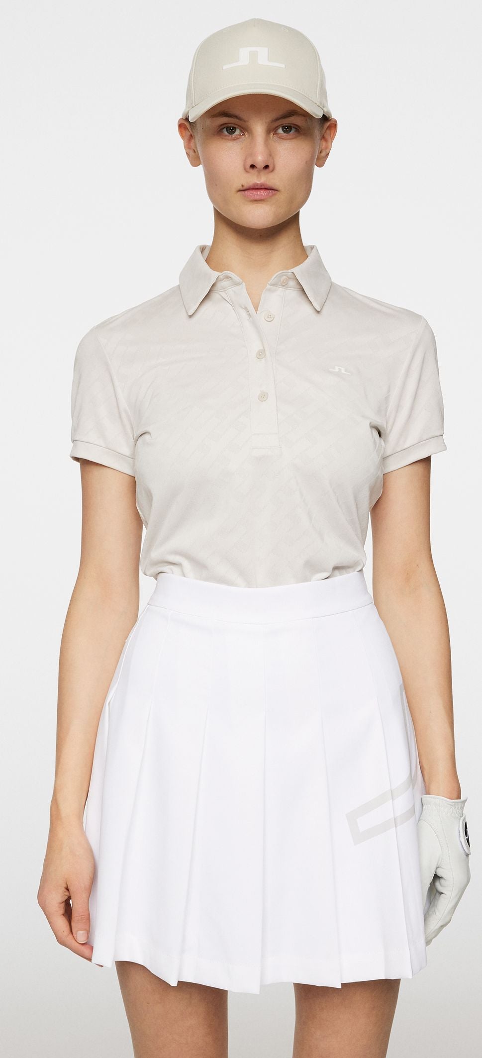 J.Lindeberg Alaya Jacquard Polo, Moonbeam, dámské golfové tričko