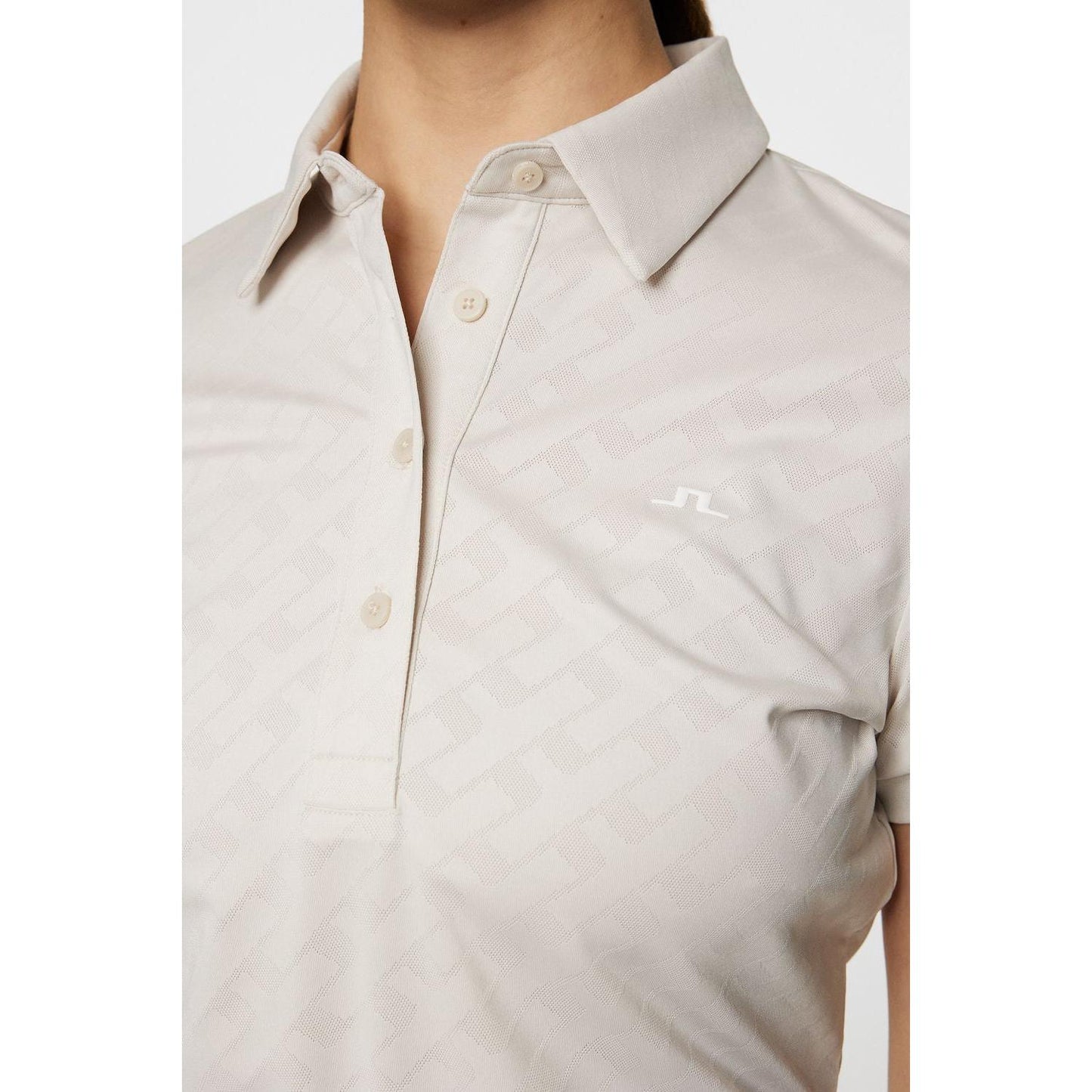 J.Lindeberg Alaya Jacquard Polo, Moonbeam, dámské golfové tričko