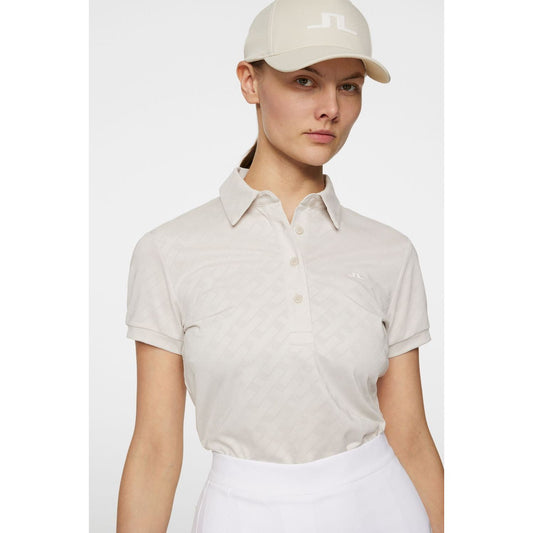 J.Lindeberg Alaya Jacquard Polo, Moonbeam, dámské golfové tričko