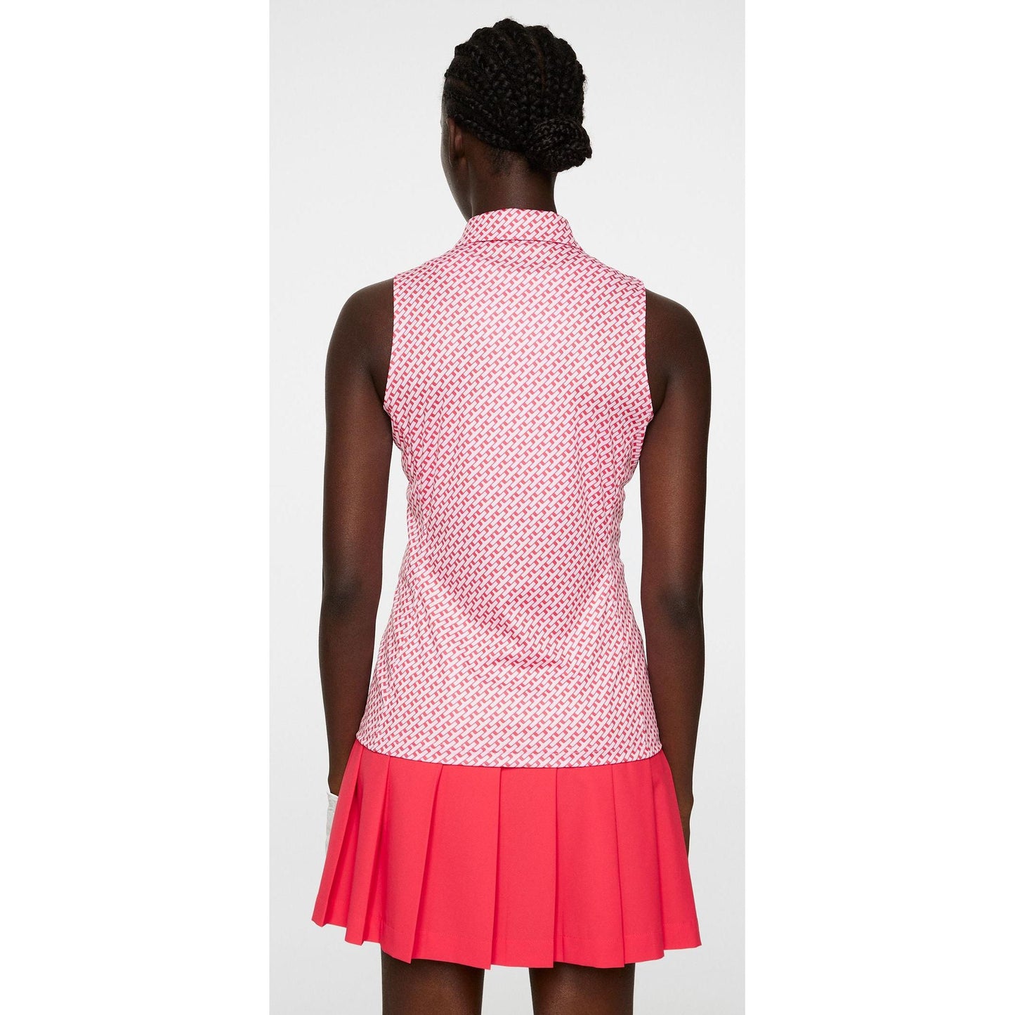 J.Lindeberg Dena Print Sleeveless Top, Tour Geo Pink, dámské golfové tričko