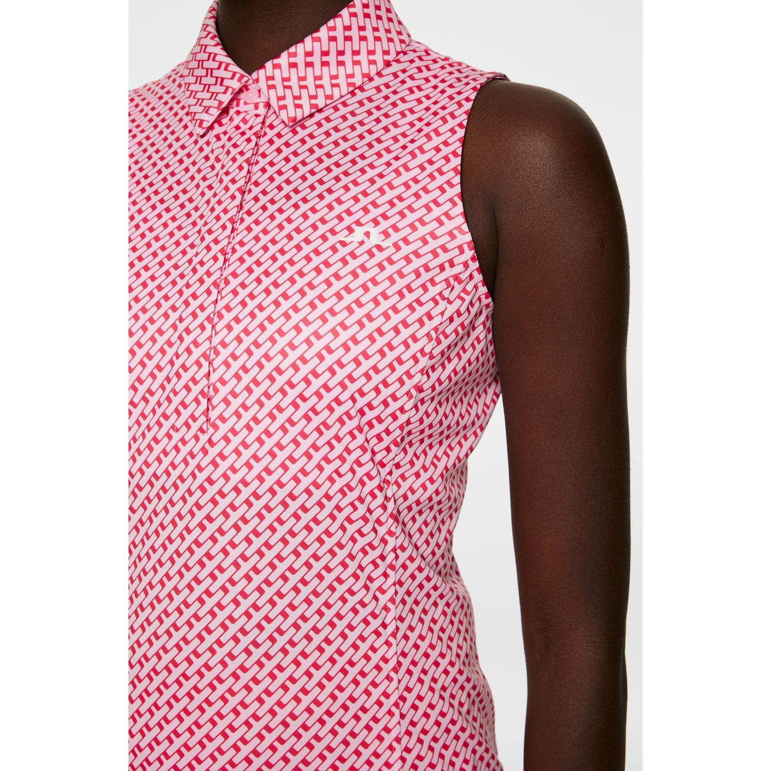 J.Lindeberg Dena Print Sleeveless Top, Tour Geo Pink, dámské golfové tričko