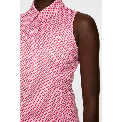 J.Lindeberg Dena Print Sleeveless Top, Tour Geo Pink, dámské golfové tričko