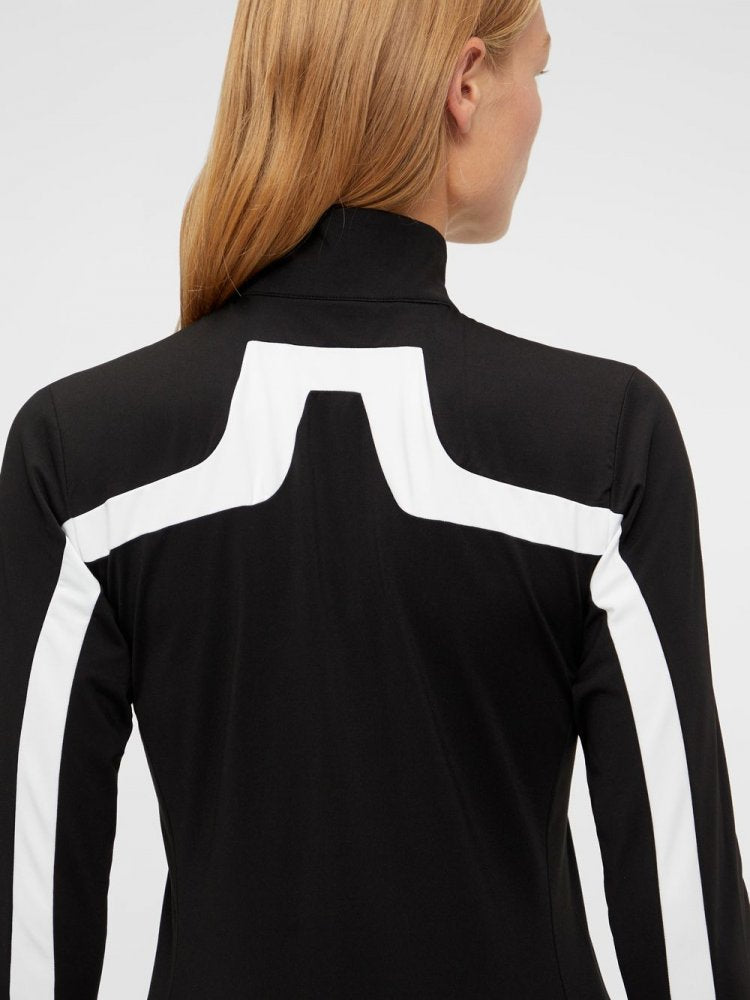J.Lindeberg Janice Mid Layer, Black, dámská golfová mikina