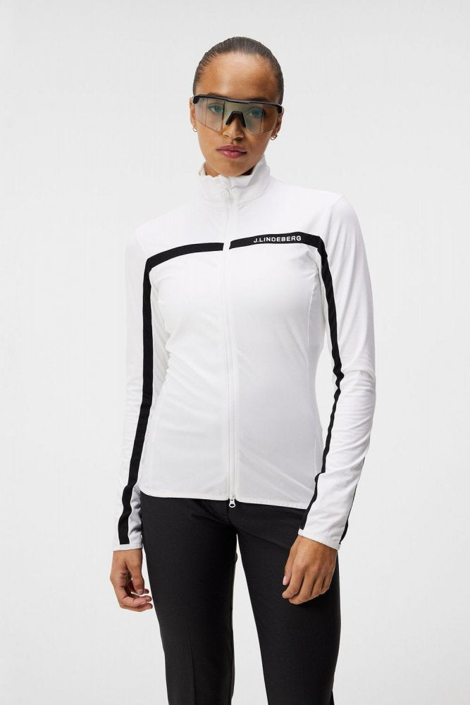 J.Lindeberg Janice Mid Layer, White, dámská golfová mikina