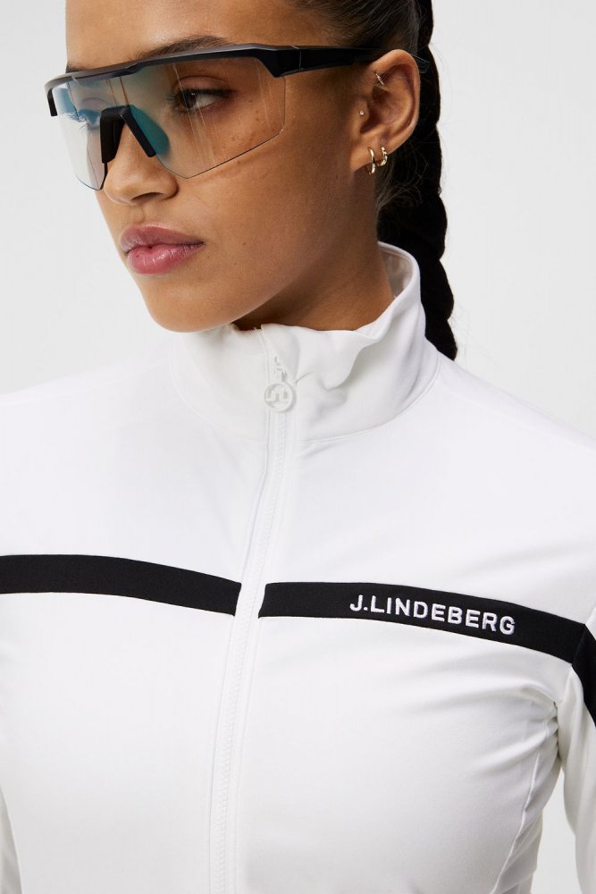 J.Lindeberg Janice Mid Layer, White, dámská golfová mikina