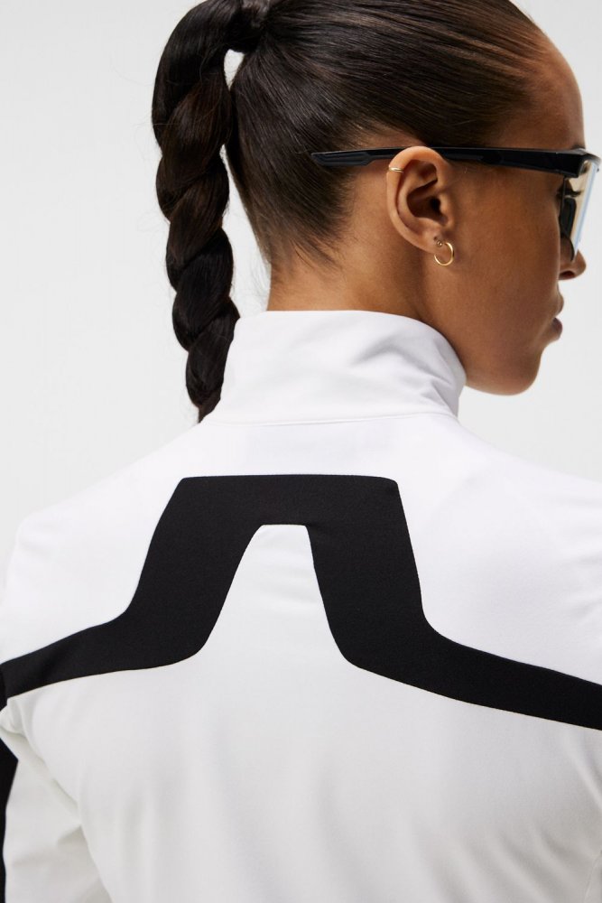 J.Lindeberg Janice Mid Layer, White, dámská golfová mikina