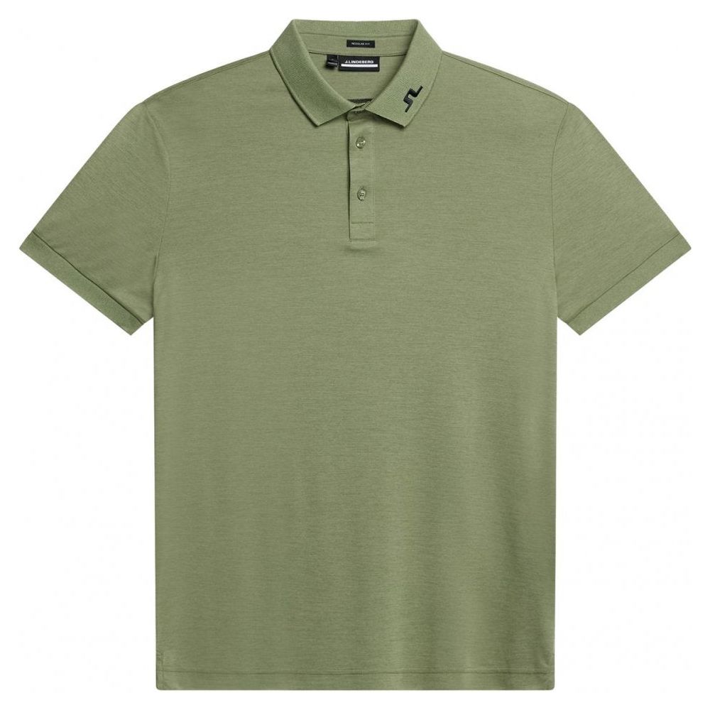 J.Lindeberg KV Regular Fit Polo, Oil Green Melange, pánské golfové tričko