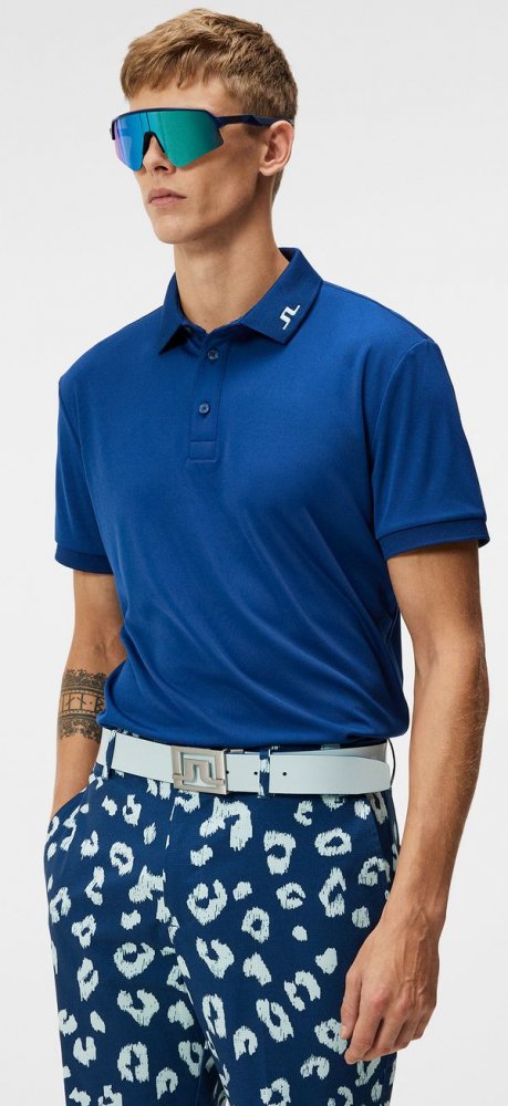 J.Lindeberg KV Regular Fit Print, Estate Blue, pánské golfové tričko J.Lindeberg