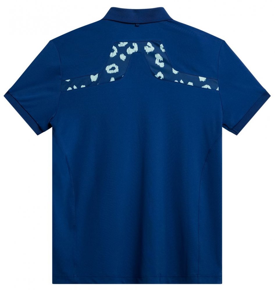 J.Lindeberg KV Regular Fit Print, Estate Blue, pánské golfové tričko J.Lindeberg