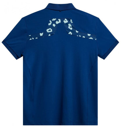 J.Lindeberg KV Regular Fit Print, Estate Blue, pánské golfové tričko J.Lindeberg