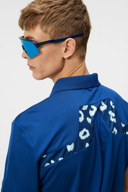 J.Lindeberg KV Regular Fit Print, Estate Blue, pánské golfové tričko J.Lindeberg