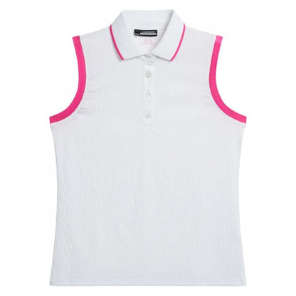 J.Lindeberg Lila Sleeveless Top, White, dámské golfové tričko J.Lindeberg