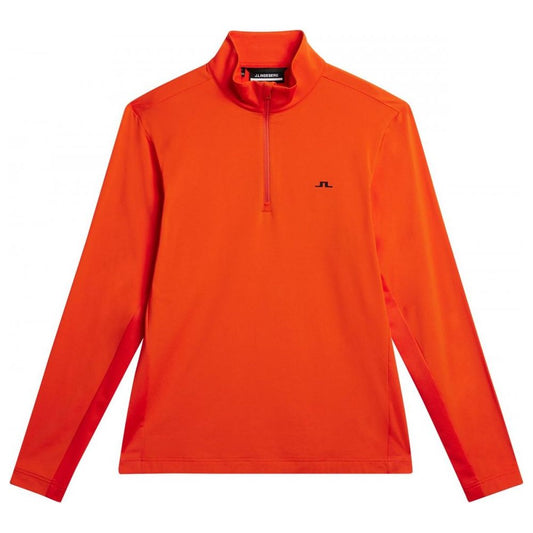 J.Lindeberg Luke Quarter Zip Mid Layer, Tangerine Tango, pánská golfová mikina J.Lindeberg