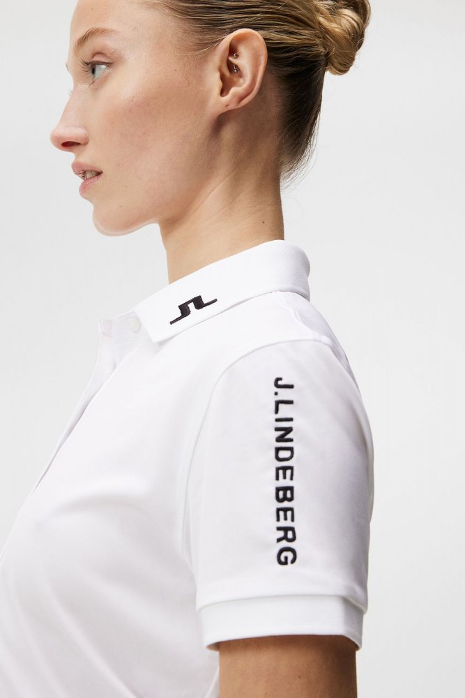 J.Lindeberg Tour Tech Polo, Bílé, dámské golfové tričko