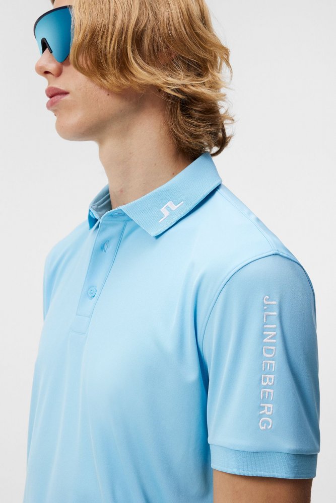 J.Lindeberg Tour Tech Reg Fit Polo, Baltic Sea, pánské golfové tričko