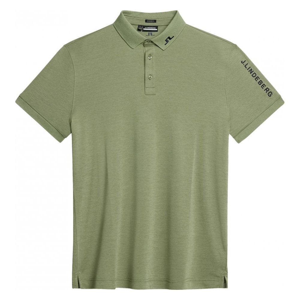J.Lindeberg Tour Tech Reg Fit Polo, Oil Green Melange, pánské golfové tričko J.Lindeberg