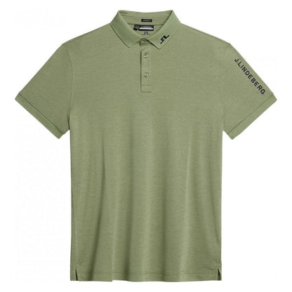 J.Lindeberg Tour Tech Reg Fit Polo, Oil Green Melange, pánské golfové tričko J.Lindeberg