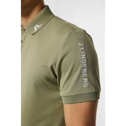 J.Lindeberg Tour Tech Slim Fit Polo, Oil Green, pánské golfové tričko