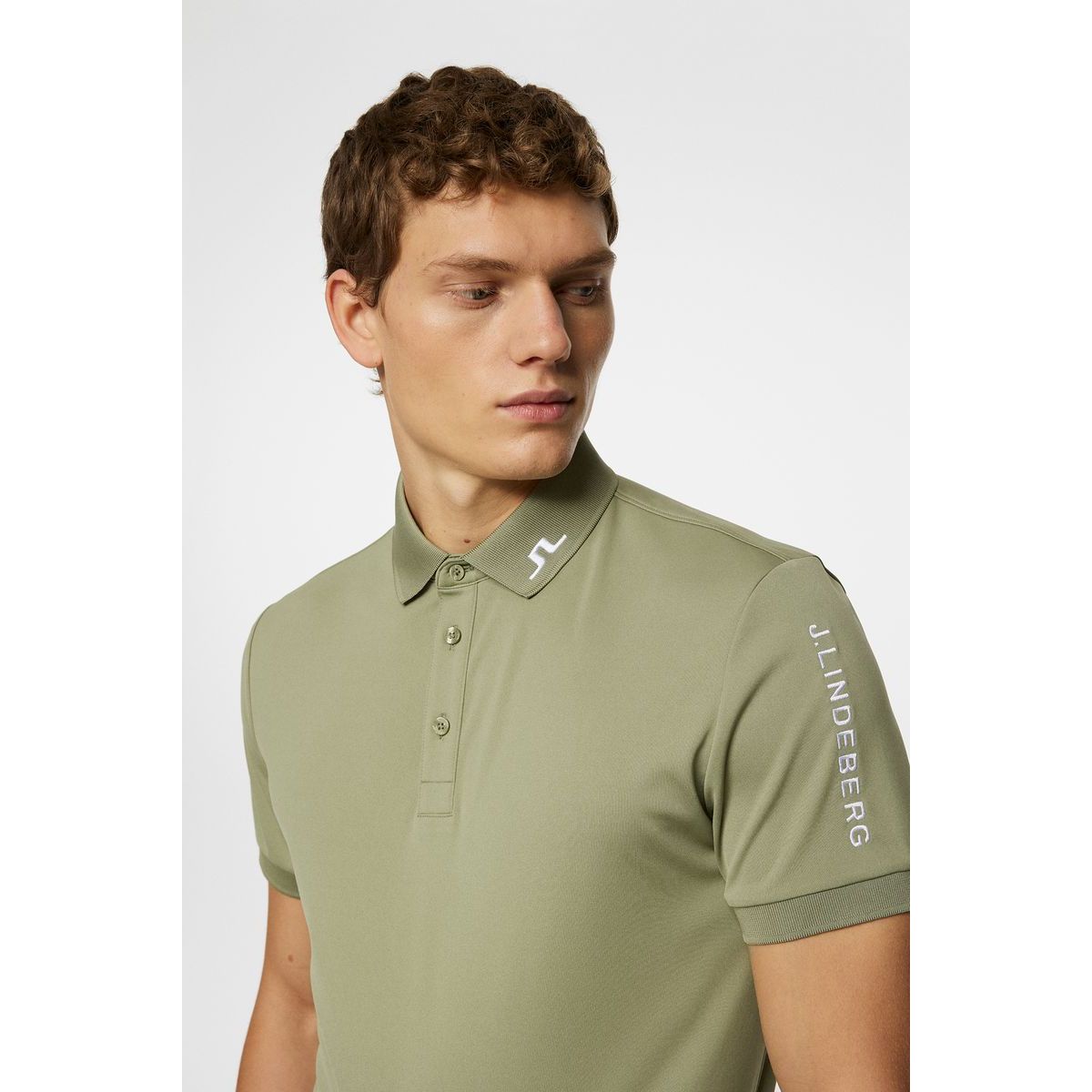 J.Lindeberg Tour Tech Slim Fit Polo, Oil Green, pánské golfové tričko