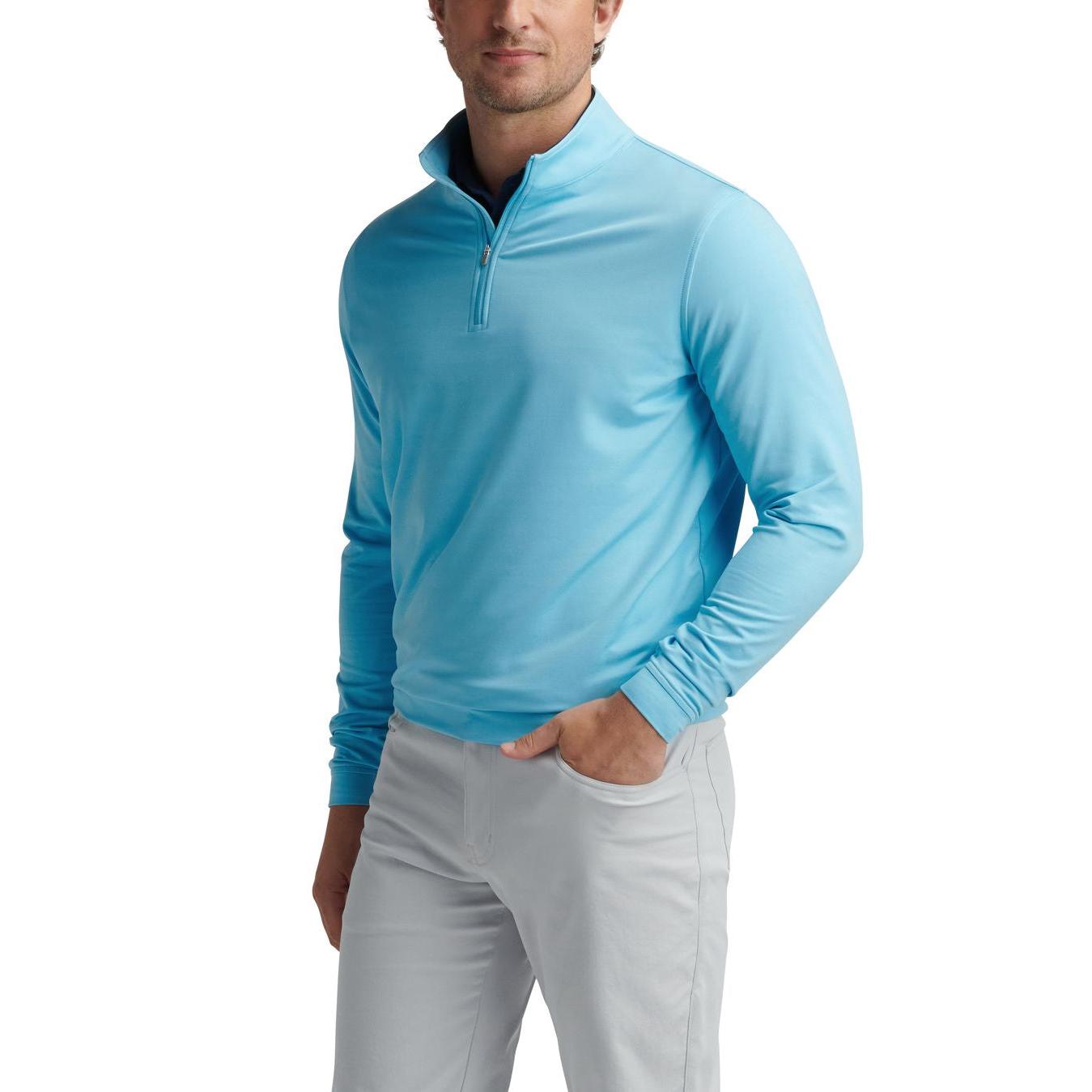 Peter Millar Perth Melange, modrá pánská golfová mikina