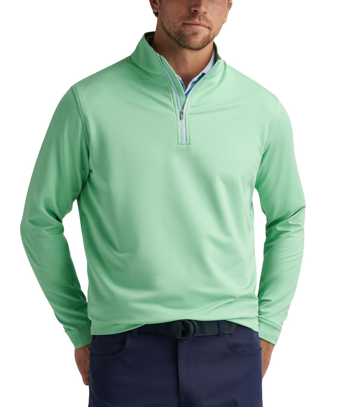 Peter Millar Perth Melange, zelená pánská golfová mikina