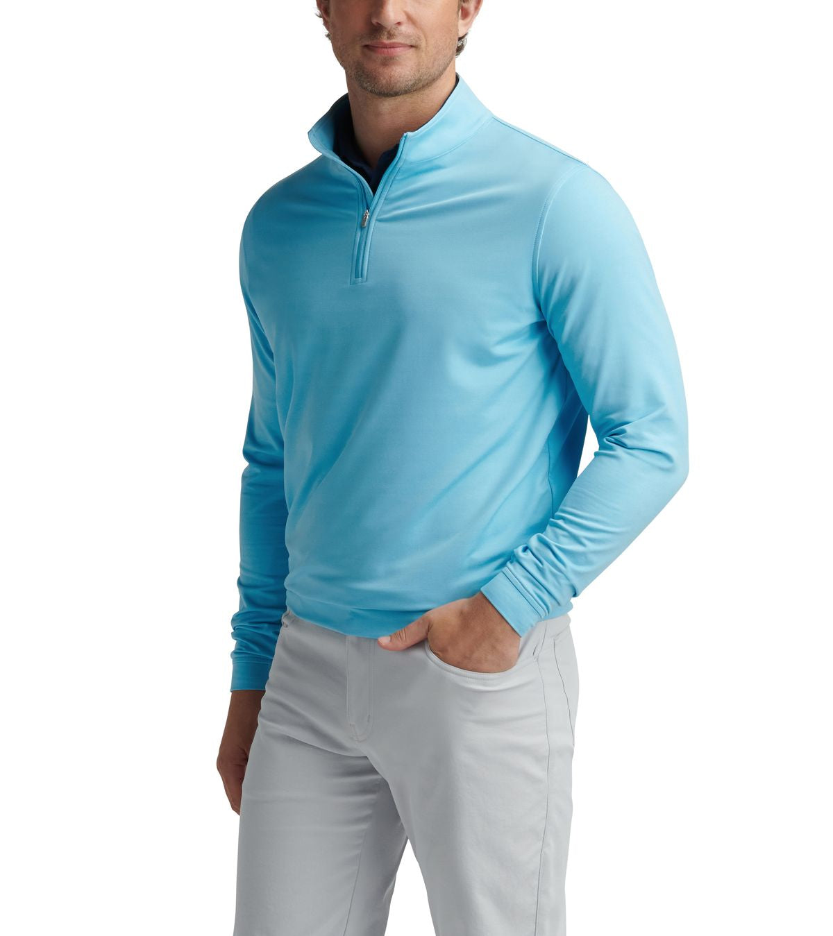 Peter Millar Perth Melange, modrá pánská golfová mikina