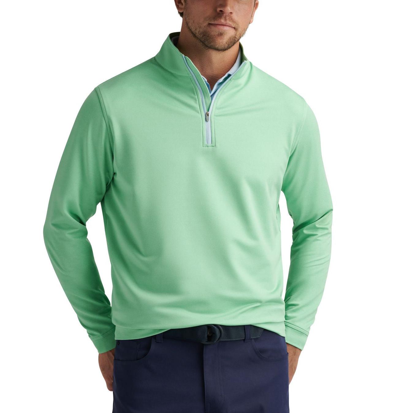 Peter Millar Perth Melange, zelená pánská golfová mikina