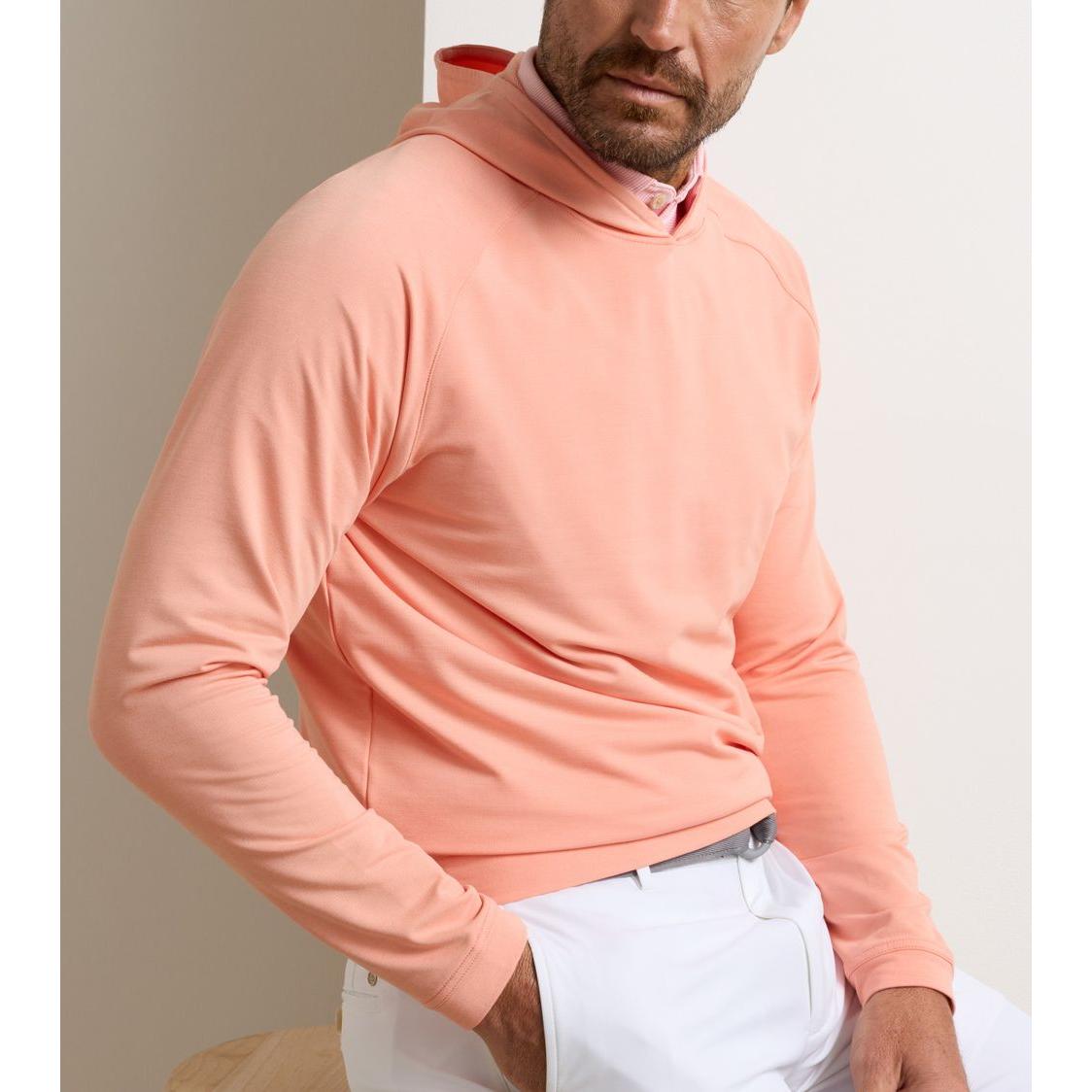 Peter Millar Pine, golfová mikina s kapucí oranžová