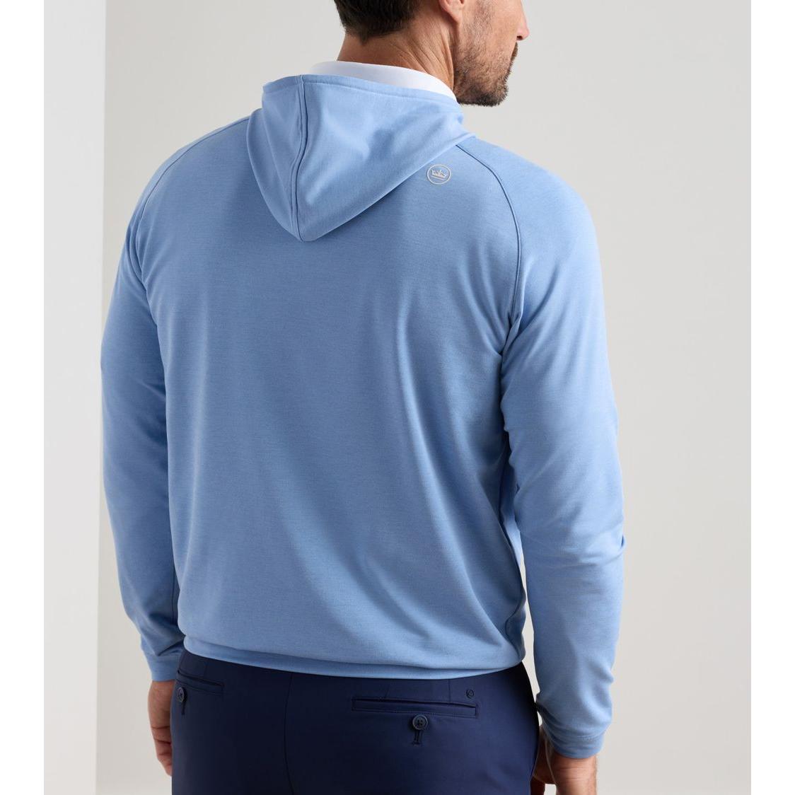 Peter Millar Pine, golfová mikina s kapucí světle modrá