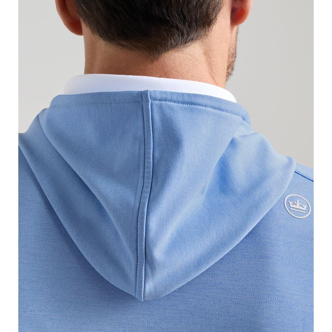 Peter Millar Pine, golfová mikina s kapucí světle modrá