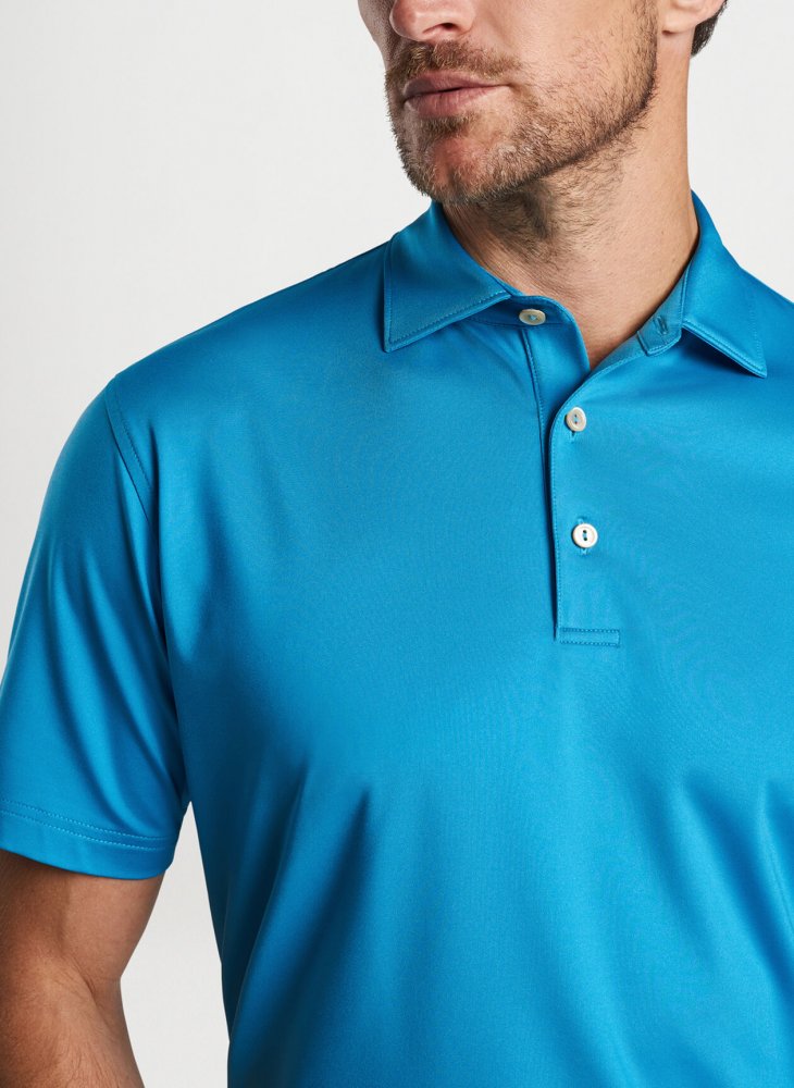 Peter Millar Solid Performance Jersey Polo, Jasper Blue, pánské golfové triko