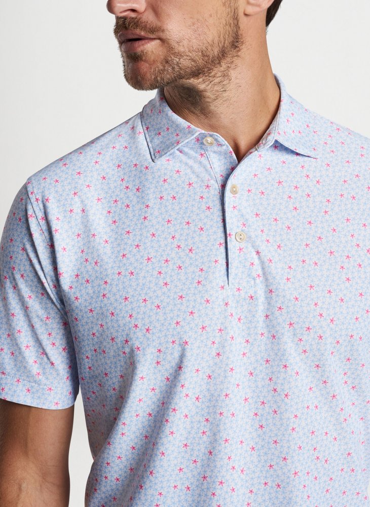 Peter Millar Starfish Performance Mesh, White, pánské golfové triko