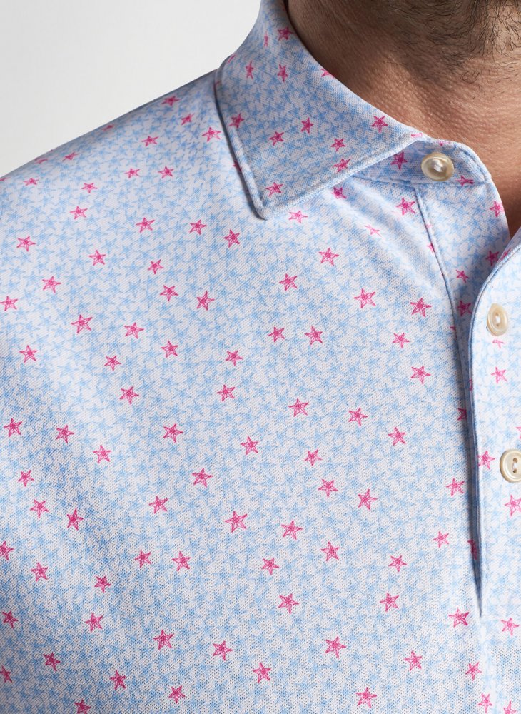 Peter Millar Starfish Performance Mesh, White, pánské golfové triko