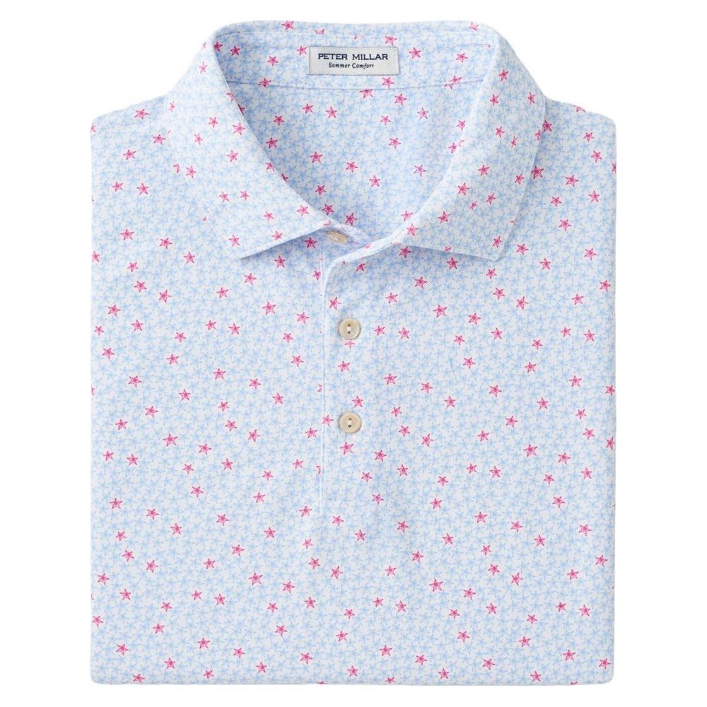 Peter Millar Starfish Performance Mesh, White, pánské golfové triko