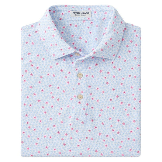 Peter Millar Starfish Performance Mesh, White, pánské golfové triko